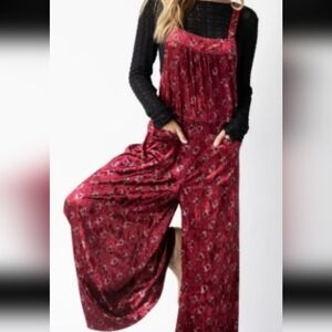 NATURAL LIFE Burgundy Floral Jumpsuit